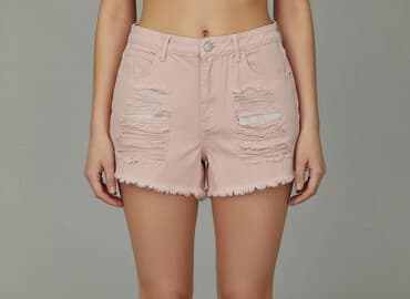 krótkie spodenki z wysokim stanem jeansowe: Szorty damskie, rozmiar L — 1