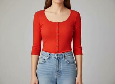 sukienka h m czerwona: H&M, T-shirt damski, rozmiar S — 6