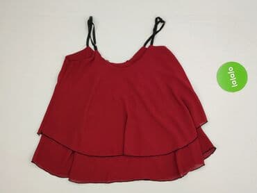 czerwona bluzka z dekoltem v: Bluzka damska, rozmiar S — 4