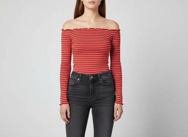 bluzki prazkowane: Bershka, T-shirt damski, rozmiar S — 8