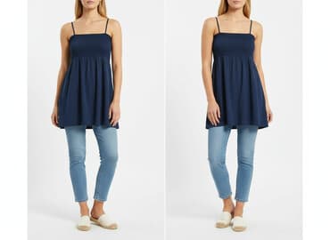 sukienka i sandały na koturnie: Tunika damska, rozmiar M — 1