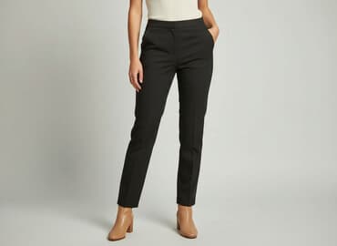 sinsay czarne spodnie z wysokim stanem: Sinsay, Spodnie materiałowe damskie, rozmiar S — 1