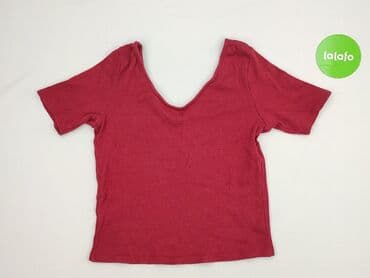 czerwona bluzki z dekoltem v: T-shirt damski, rozmiar S — 3