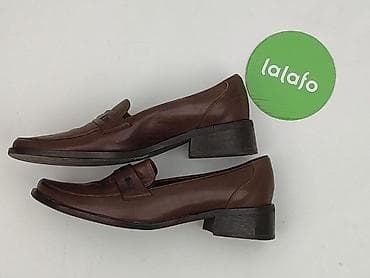 adidasy do ta: Skórzane mokasyny damskie – brązowe - Model: klasyczne — 4