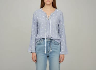 hm bluzki z krótkim rękawem: H&M L.O.G.G., Bluzka damska, rozmiar M — 7