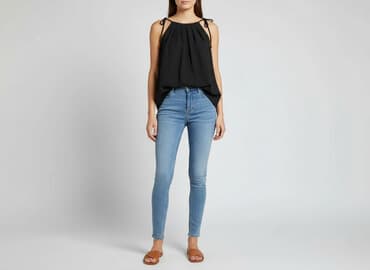 satynowy top pod marynarkę: Forever 21, Top damski, rozmiar S — 6