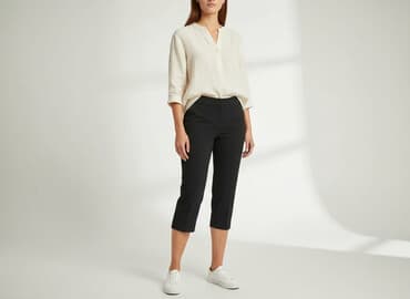 monnari czarne spodnie: Spodnie materiałowe damskie, rozmiar M — 5