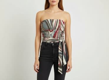 stroje kąpielowe dwuczęściowe wysokie majtki: Top damski, rozmiar M — 6