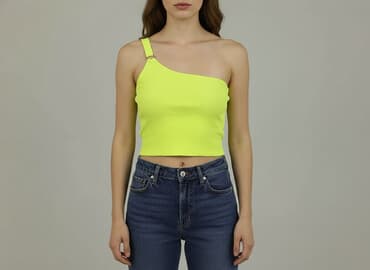 bluzka żółta w czarne paski: Tally Weijl, Top damski, rozmiar M — 7