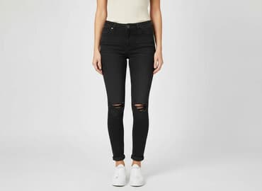 balenciaga dziurawe spodnie: Skinny, Jeansy damskie, rozmiar L — 7