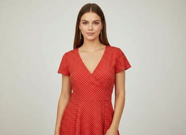 czerwona sukienka w groszki h m: Sukienka damska, rozmiar S — 7