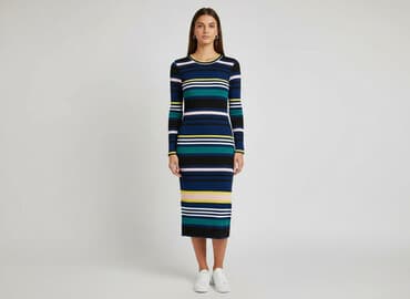 sukienka w kolorowe paski: Divided, Sukienka damska, rozmiar S — 1