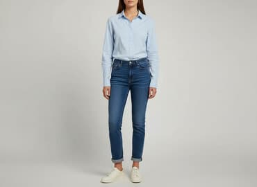 niebieska bluzki koszulowe: Сорочка жіноча, розмір S — 1