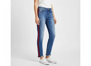 długie spodnie damskie dla wysokich: Denim, Jeansy damskie, rozmiar L — 7