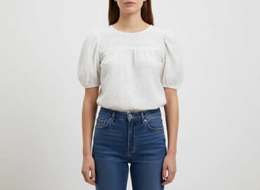 białe bluzki z haftem angielskim: Next, Bluzka damska, rozmiar M — 6