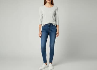 czarne t shirty damskie w serek: T-shirt damski, rozmiar L — 7