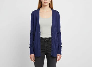 sweter z dekoltem v: French Connection, Kardigan damski, L — 6