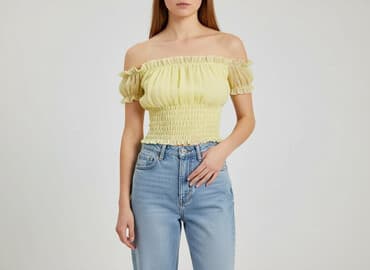 bluzki z transparentnymi rękawami: Top damski, rozmiar S — 1