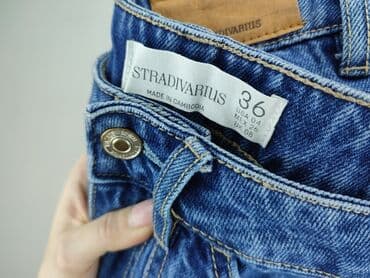 szerokie dżinsy z wysokim stanem: Stradivarius, Jeansy damskie, S — 5