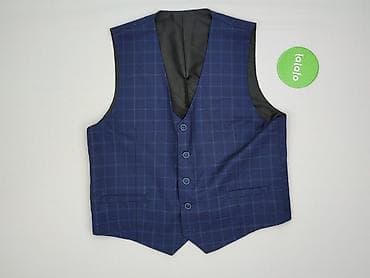 pull and bear pull and bear pull and bear: Męska kamizelka garniturowa w granatową kratę - Fason: klasyczny — 2