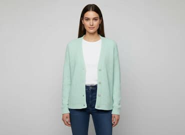 sweter z dekoltem v: Kardigan damski, rozmiar L — 7