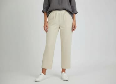 kremowe jeansy damskie: Spodnie materiałowe damskie, rozmiar S — 6