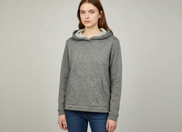 niebieska bluzka h m: H&M, Bluza z kapturem damska, rozmiar S — 1