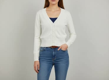 biale buty skarpetkowe: Kardigan damski, rozmiar S — 6