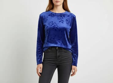 bluzki welurowa z krótkim rękawem: Sweter damski, rozmiar S — 1