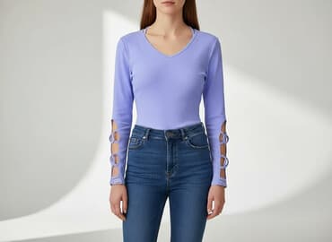 lawendowa bluzki damskie: Bluzka damska, rozmiar S — 5