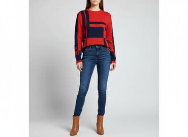 czerwony sweter: Milano, Sweter damski, rozmiar S — 7