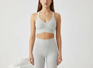 biustonosz 80 c: Top sportowy / biustonosz bez fiszbin - Kolor: jasnoszary melanż - — 5