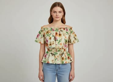 bluzki hiszpanki w kwiaty: Bluzka damska, rozmiar S — 5