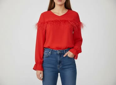 koszula damska z piórami: Жіноча блуза, розмір S — 1