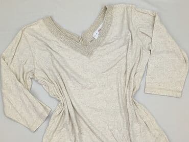 beżowa bluzka z dekoltem w serek: Women's blouse, size L — 2
