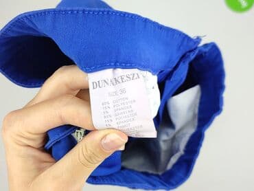 niebieska satynowa sukienka zara: Encadee, Spodnie materiałowe damskie, rozmiar S — 5