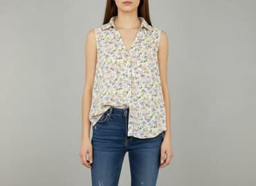 eleganckie bluzki w kwiaty: Koszula damska, rozmiar L — 6