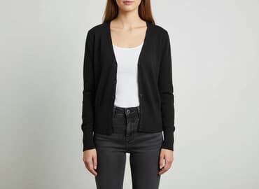 bluzki z długim rękawem dekolt w serek: Kardigan damski, rozmiar S — 6