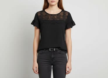 koronkowe bluzki z krótkim rekawem: Bluzka damska, rozmiar M — 6