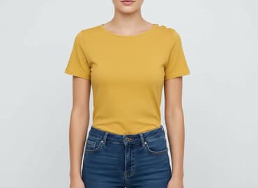 bluzki bawełniane dekolt łódka: Ulubione, T-shirt damski, rozmiar M — 1