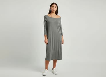 szara bluzka damska: Sukienka damska, rozmiar M — 6