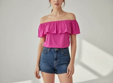 bluzki opadające na jedno ramię: T-shirt damski, rozmiar S — 5