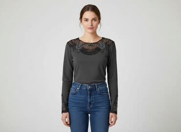 bluzka czarna z tiulem: Women's blouse, size L — 1