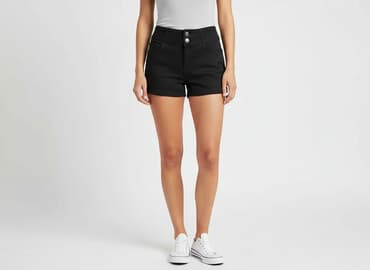 czarne szorty damskie z wysokim stanem: Gold SK, Szorty damskie, rozmiar M — 1