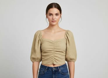 bluzki złotą nitką: Stradivarius, Top damski, rozmiar S — 6