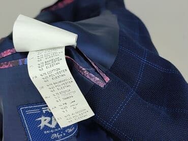 shein marynarki męskie: Męska marynarka RWX - Kolor: granatowy z delikatną kratą (okno-pane) — 5