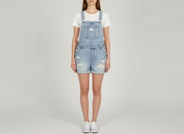 ogrodniczki jeansowe damskie krótkie: Denim Co, Ogrodniczki damskie, rozmiar S — 6