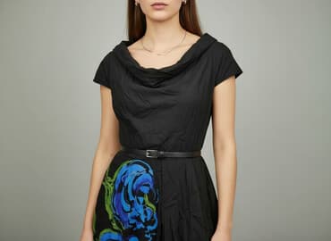 sukienka rozkloszowana dekolt łódka: Solar, Sukienka damska, rozmiar S — 7