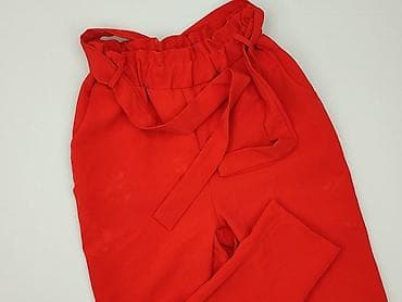 trampki nylon red: Czerwone damskie spodnie z wysokim stanem i paskiem do wiązania - — 1