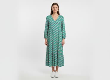 sukienka maxi butelkowa zieleń długi rękaw: Sukienka damska, rozmiar M — 1